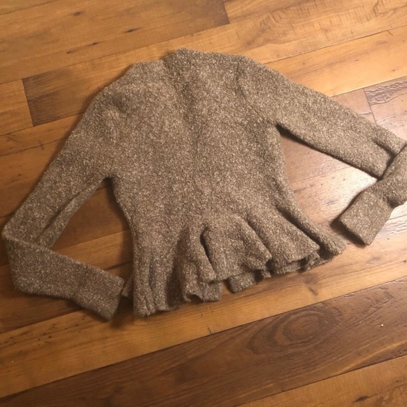 Moda International Peplum Cardigan, Taupe, Small (CL-3) - Picture 2 of 5